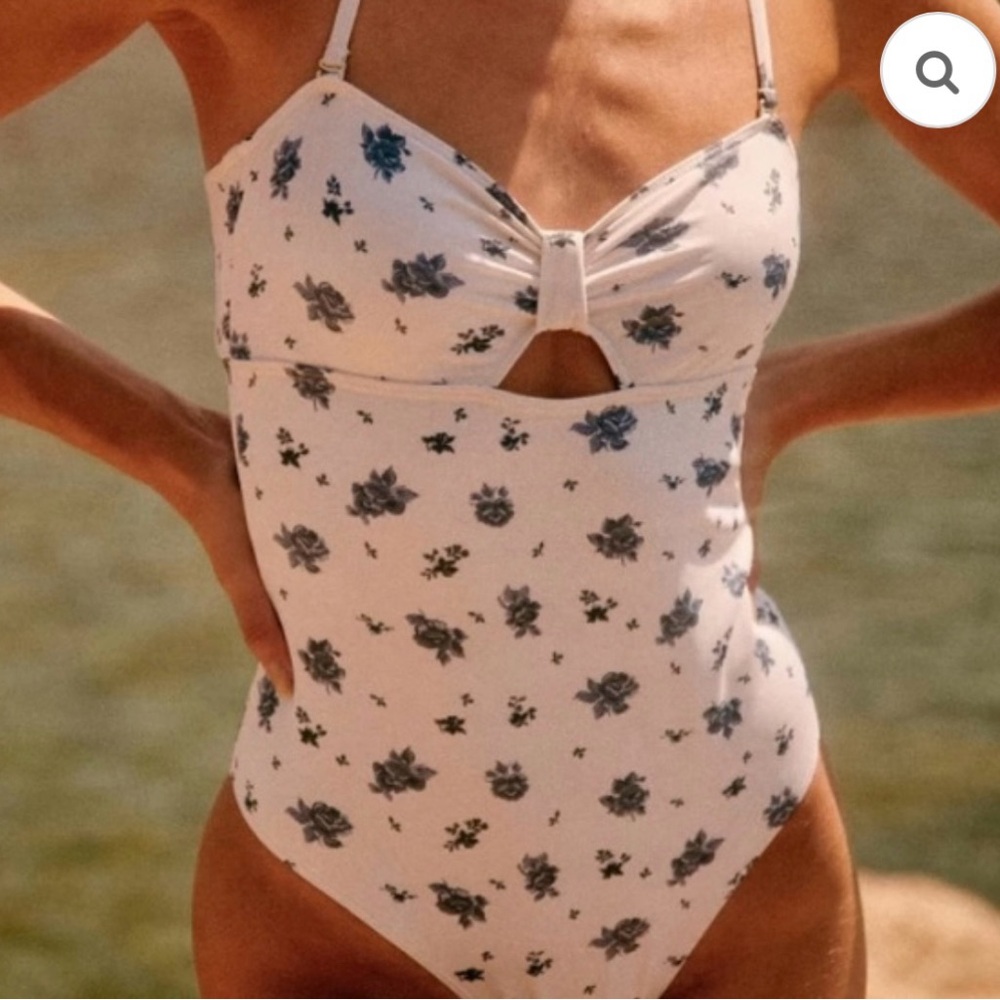 YSE for Sezane white and blue floral one piece size 6